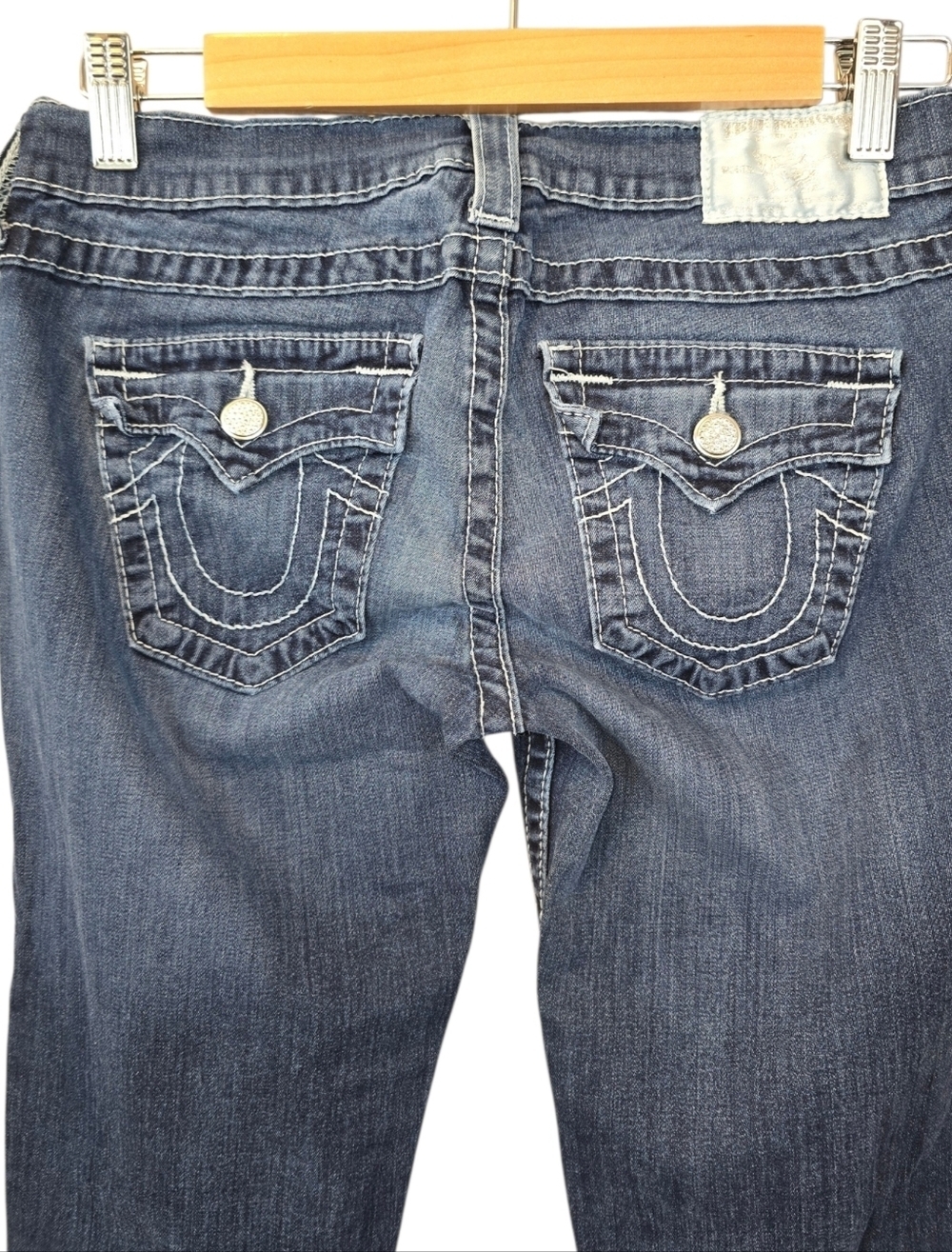 True Religion Y2K Misty Skinny Jeans Made In USA Rhinestone Flap Pocket Size 28